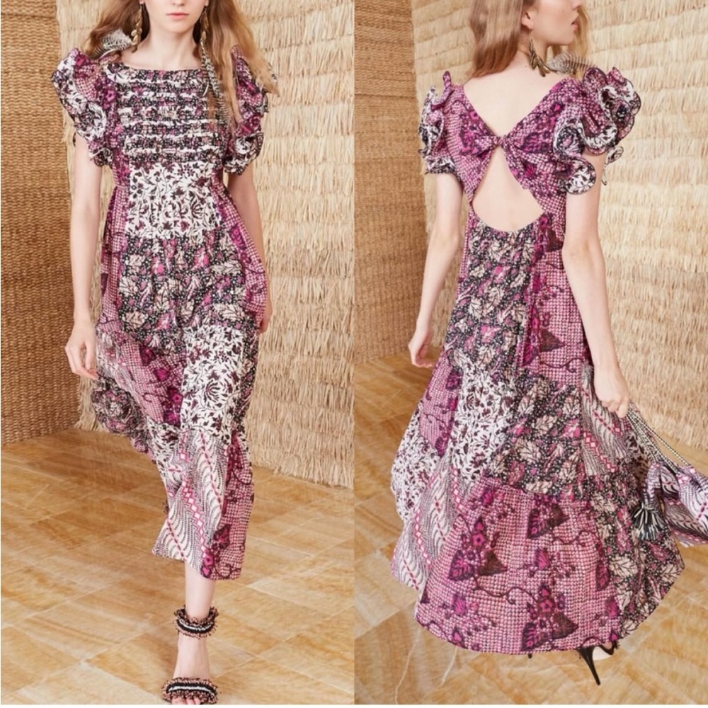 NEW Ulla Johnson Maxi Dress Zoya Ruffle Patchwork Flutter Tier Boho Chic Wmn‎ 4r